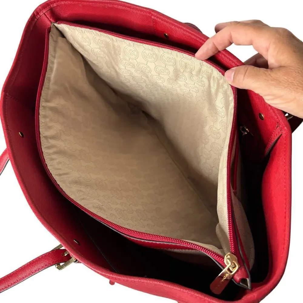 Michael Kors Jet Set Large Tote Bag Saffiano Leather Red